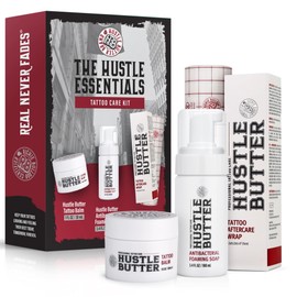 Hustle Butter Deluxe Hustle Butter Tattoo Aftercare Kit - Tattoo Balm, Antibacterial Soap, and Aftercare Wrap - TSA-Friendly Balm & Soap - Easy Removal, Mess-Free Wrap