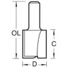 Trend Professional Straight Two Flute Router Cutter, 1/4 Inch Shank,