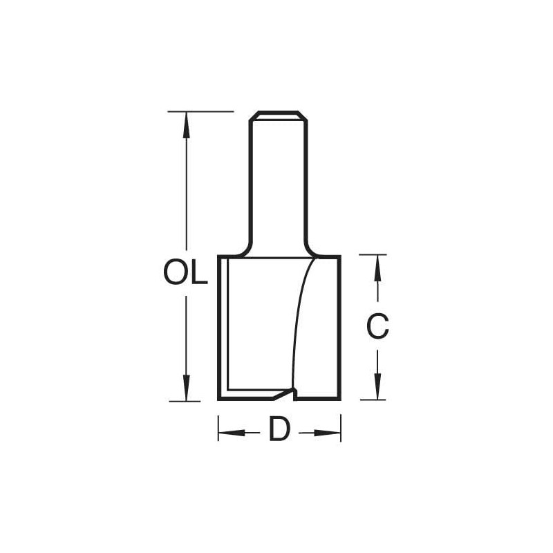 Trend Professional Straight Two Flute Router Cutter, 1/4 Inch Shank,