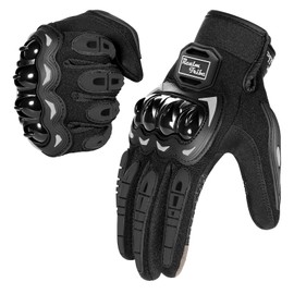 Motorcycle Gloves Breathable, Touchscreen Motorbike Gloves Anti-Slip with Good Grip Hard Knuckles Protection for Men Women Motocross, BMX ATV MTB Cycling, Road Racing - Black XL