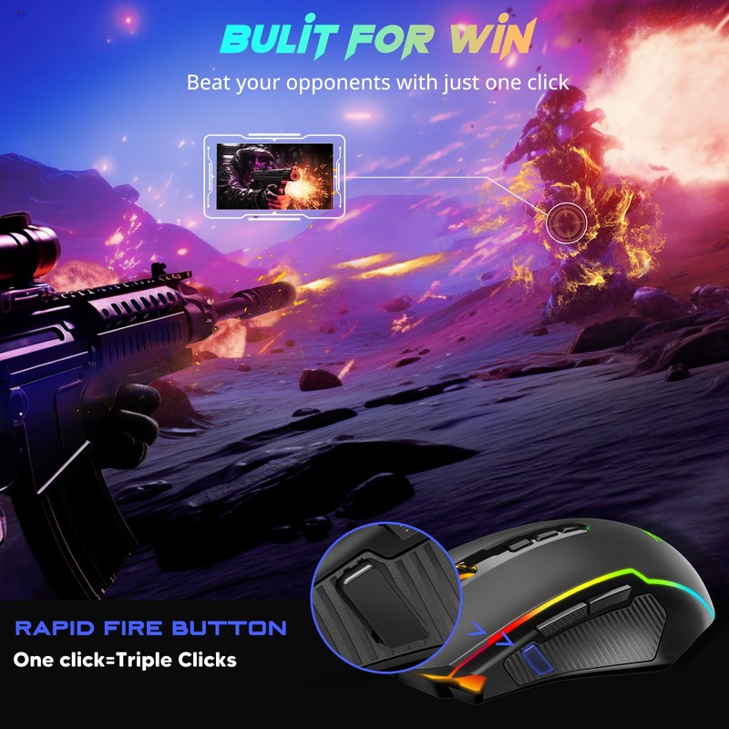 Redragon Gaming Mouse, Wireless Mouse Gaming with 8000 DPI, PC