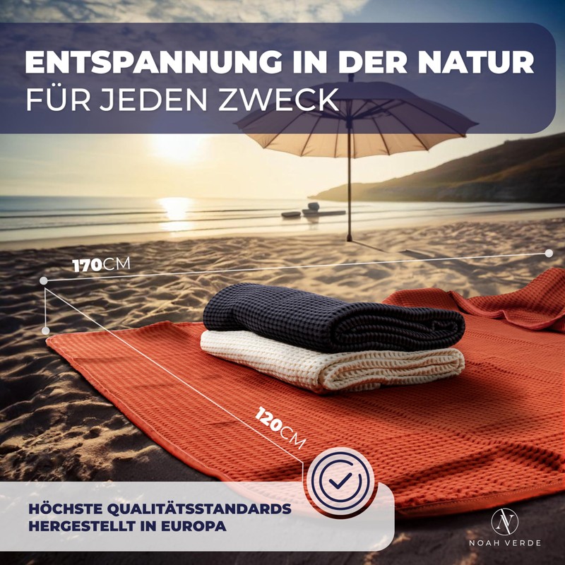 NOAH VERDE Bedspread Waffle Pique: Red, Sofa Blanket: 120 x
