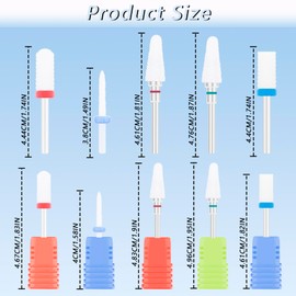 5 PCS Ceramic Nail Drill Bits Set, 3/32 Inch Professional Acrylic Nail File Drill Bit, Gel Nail & Cuticle Polishing Tools for Manicure & Pedicure