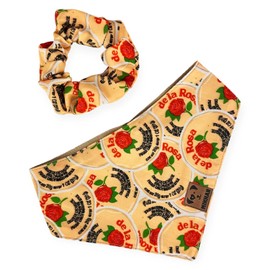 Kit de Bandana y Scrunchie Patrios a Juego para Perro-Humano Diferentes Estampados Mexicanos y Tallas (S, Mazapán)