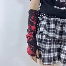 Sup-Coente Gothic Arm Warmers Y2k Goth Arm Sleeves For Women Or Men Fingerless Emo Gloves Warm Long Punk Steampunk Gloves