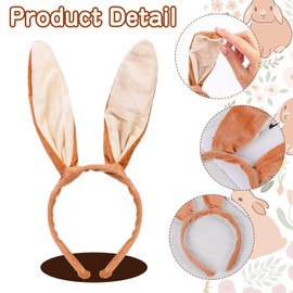 Matreeglam Easter Bunny Ears Headband for Women, Plush Foldable Bunny Ears Headband for Easter Rabbit Pretend Play Costume Decoration (Style 1)