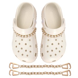 Bling Shoe Charms for Girls and Women 2 Pieces Glitter Pearl Shoe Chains Alloy Cool Trendy Shoe Decoration Accessories