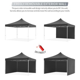 10x10 FT Heavy Duty Commercial Pop Up Canopy Tent with 3 Removable Sidewalls,Portable Shelter Includes Roller Bag, Stakes & Ropes for Outdoor Events, Backyard Parties, Camping & Patio Use,Black