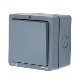 Schneider Electric Lisse Weatherproof IP66 2 gang Switch Enclosure to enable fitting of standard grid module (2 x 1gang dolly, 1 x dumb plate, 1 LED indicator, 0 module) - LWPIUKIT