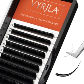 Eyelash Extension-VYRILA Cashmere Volume Lash Extensions D CC Curl 0.03-0.05mm thickness,Matte Black Soft Individual Lashes, Professional Lash Supplies for Eyelash Tech (CC 0.05 8-16mm)