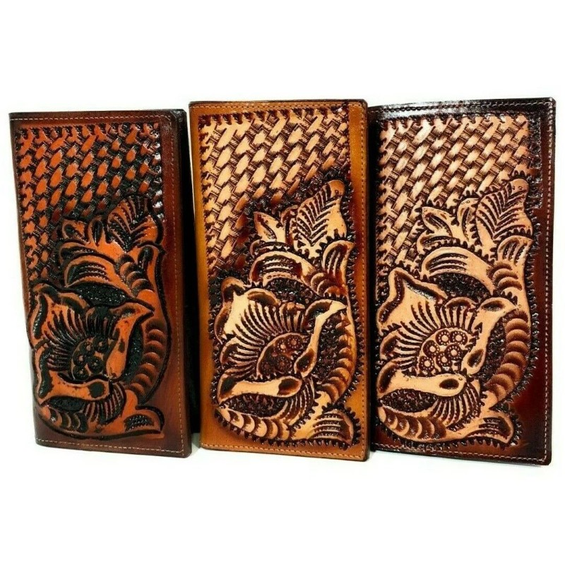 NELIDAS SOUTHERN IMPORTS MEN'S WESTERN COWBOY WALLET GENUINE LEATHER LONG