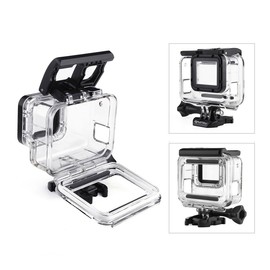 Side Open Skeleton Housing Case for GoPro Hero 5/6/7 Black Action Camera - Protective Lens Removal NOT Needed - Transparent Clear