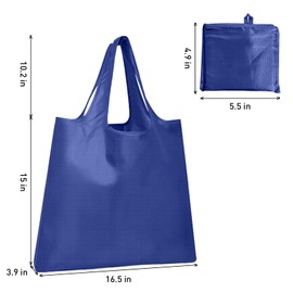 Tandoler Washable Large Foldable Shopping Bag, Waterproof Reusable Grocery Bag Holder,for Shopping Reusable Tote Bags Large 50LBS,Tote Bags Nylon Bags(Navy Blue+Navy Blue)