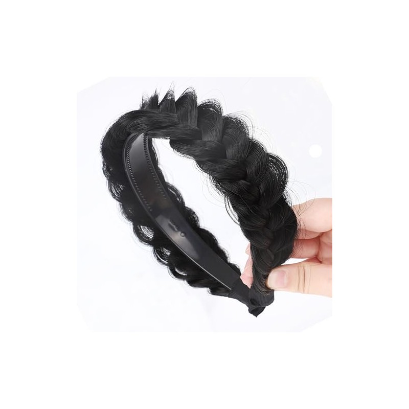 Diadema Trenzada Ancha Y Despeinada De Cabello Sintético Con Dientes,
