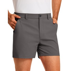 PULI Men’s Casual Shorts 5 Inch Inseam Golf Dress Shorts with Pockets Stretch Quick Dry Waterproof Grey 36