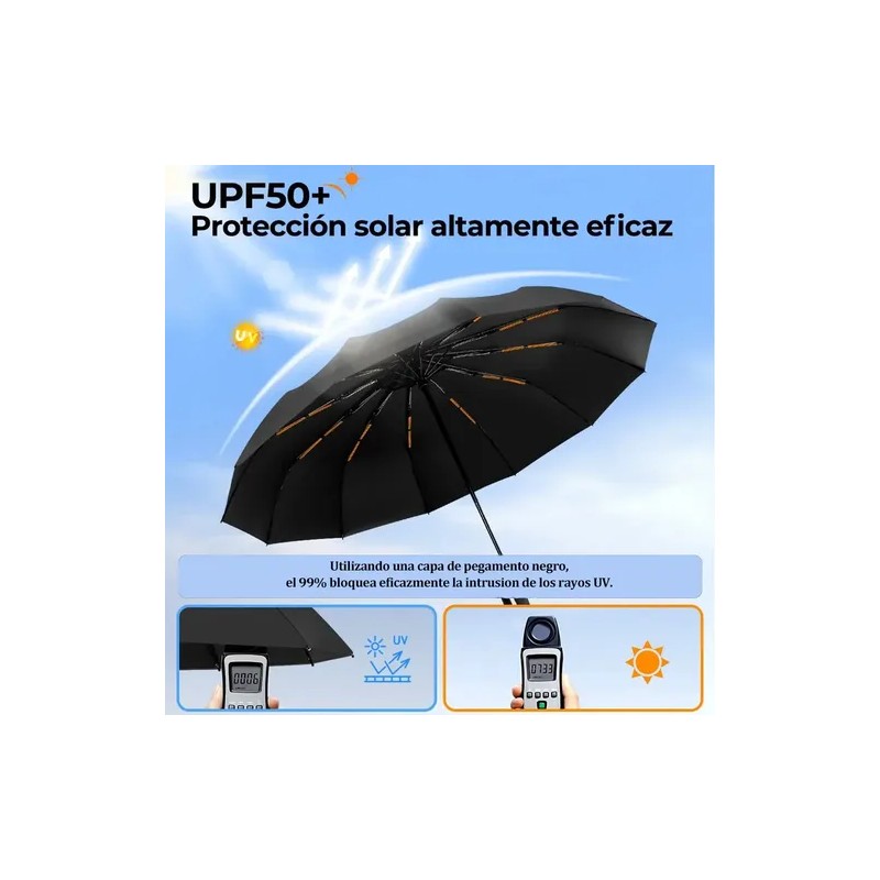 Paraguas Plegable Automático VABESSA con Protección UV y 10 Varillas