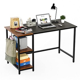 DRM 47 inch Computer Desk Study Table Home Office Work Writing Gaming Desk with Storage Shelves
