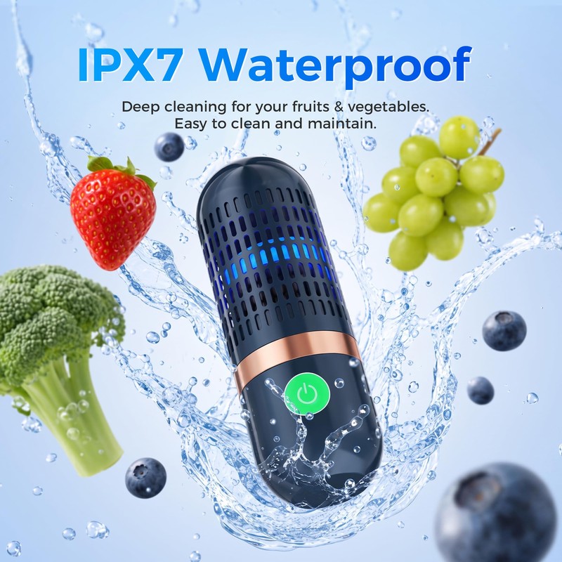 Portable Fruit Washer & Vegetable Cleaner, Wireless Produce Cleaner Blue