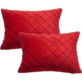 GONOVE Velvet Cushion Covers 30X50cm Soft Decorative Red Throw Pillow Cases Pack of 2 Square Pillow Covers Pillowcases with Invisible Zipper for Home Couch Sofa Bed