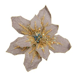 Quality Decorative Christmas Poinsettia Flower Tree Decoration/Ornament - Clip On - Various Designs/Colours - 20cm (Light Brown)