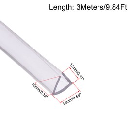 sourcing map Trim Seal, PVC U-Seal Channel Edge Protector Sheet, Fits 10-12mm Edge 3Meters/9.84Ft Length, 0.47" Height Transparent