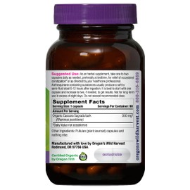 Oregon's Wild Harvest Cascara Sagrada Capsules - Organic Herbal Natural Laxative for Short-Term Constipation Relief
