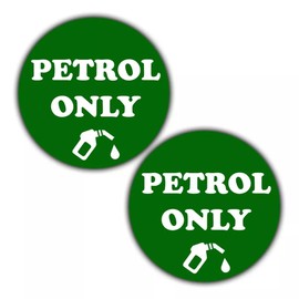 2-Pack Petrol Only Fuel Cap Reminder Stickers - Car Labels - Durable Vinyl & Waterproof 55mm