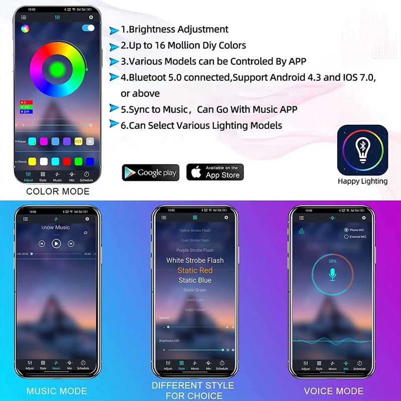 YUGUANG 4Pcs Underglow Kit for Car, APP Control Multicolor Car