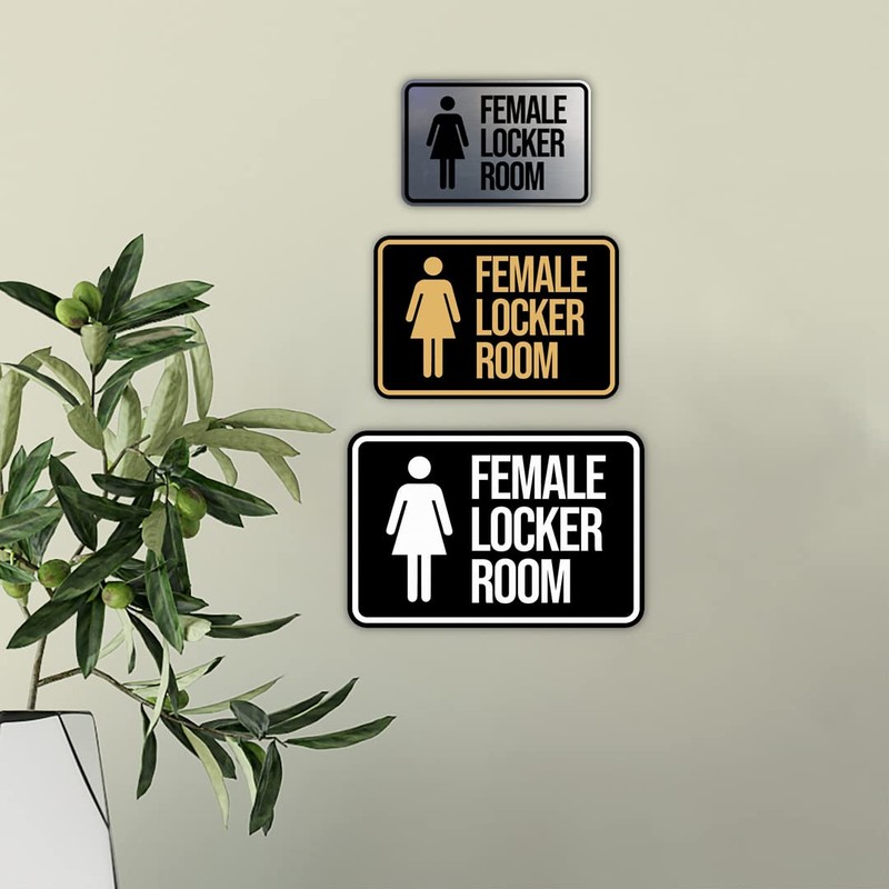 Classic Framed Female Locker Room Sign (Black) - Large