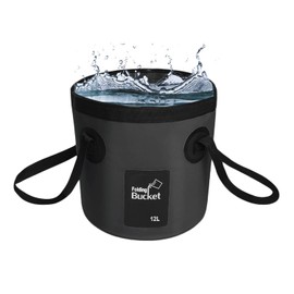 SVUPUE Collapsible Bucket, Folding Water Bucket, Multifunction Folding Bucket for Travel, Hiking, Fishing, 12L, Black