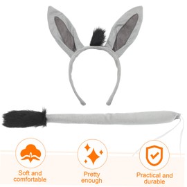 [VICASKY] 1 Set Donkey Dress Accessories Donkey Ears Plush Cosplay Costume Donkey Clothes Donkey Headdress Donkey Nose Horse Animal Costume Props for Kids Stage Performance Supplies Cloth Plastic