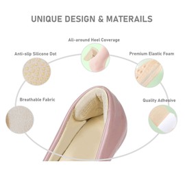 VivoFoot 4 PCs Anti-Slip Heel Grips, Heel Liners & Fillers for Loose Shoes, Heel Cushion Inserts, Heel Pads to Prevent Slipping Out, Rubbing and Blisters for Men & Women (Beige,4mm)