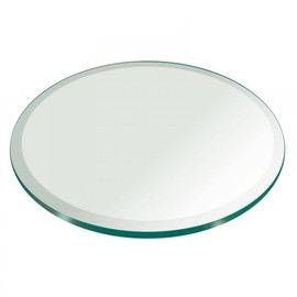 Fab Glass and Mirror 34" Inch Round Glass Table Top 3/8" Thick Tempered Beveled Edge, 34 Inch, Clear