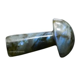 Labradorite Crystal Mushroom Decor Aesthetic Small Crystals - 2" Little Mushroom Decorations for Home, Office, Room Table Mini Crystals Stone Mushrooms DIY Crystals Gifts