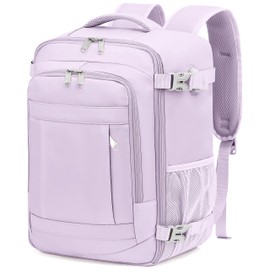KLOSTAIN Hand Luggage Backpack for Ryanair Small Hand Luggage Backpack Airplane Travel Backpack Bag Laptop Backpack for Men and Women, Light purple