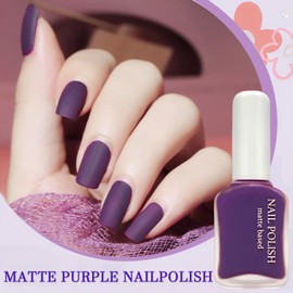 ASMAYSA Dark Purple Matte Gel Nail Polish for Women & Girls - Fast Dry, Highly Pigmented Color, DIY at Home Top Coat - 12 ML