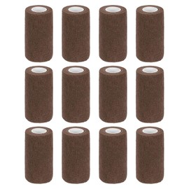 MECCANIXITY 12 Pack Elastic Cohesive Bandage Wrap 4 Inch x 5 Yards Breathable Self Adhesive Athletic Tape Roll Brown for Sports Wrist Ankle Support