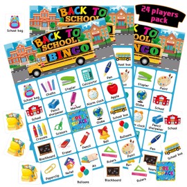 Liliful 35 Pieces Back to School Bingo 24 Players First Day of School Bingo Cards Classroom Party Games for Boys Girls Adults Family Classroom Activities School Birthday Party Favors