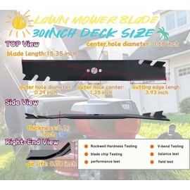 FWJ (2 Pack) 120-9500-03 Timemaster 30 inch Mulching Blades for 30" Deck Toro 20199 20200 20975 20977 Lawnmower Replace for 20120P Lawn Mower