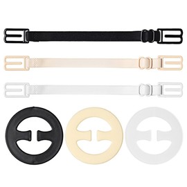 nuoshen 6 pcs Bra Strap Clips Set, 3 pcs Bra Straps Holder and 3 pcs Bra Clips for Full Cup Size(Black, White, Beige)