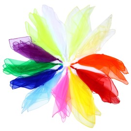 AOZUO 12pcs Dance Sensory Scarves, Colorful Square Juggling Scarf Gymnastics Ballet Movement Rhythm Band Scarf Magic Tricks Performance Props Accessories, 60x60cm