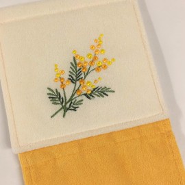 Senko S.D.S Mimosa Yellow Flower Embroidered Paper Holder Cover with Paper Stock Storage 63787