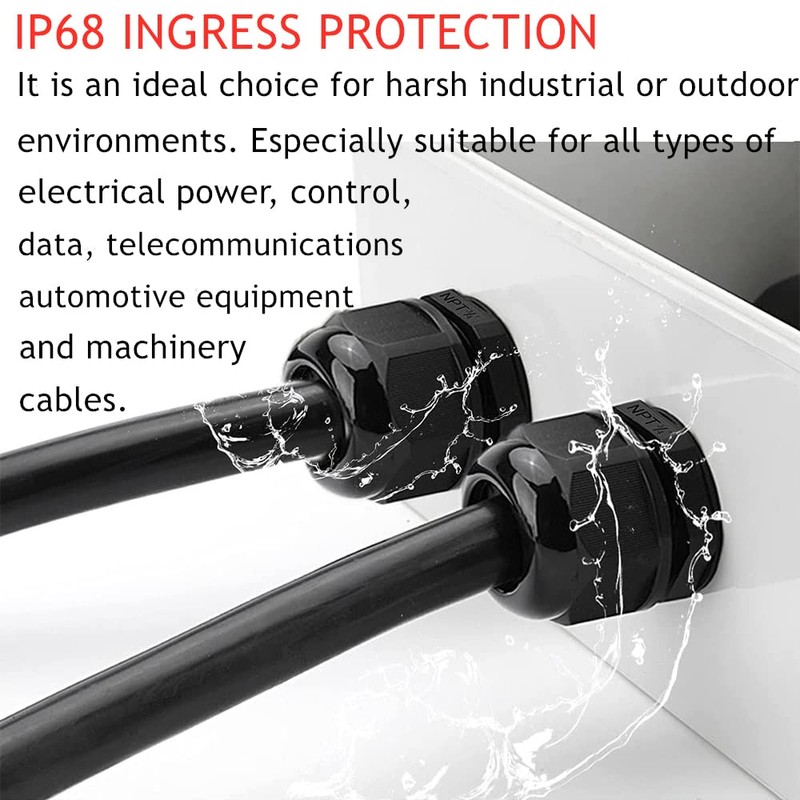 PENGLIN Cable Glands NPT Nylon Cable Connector, Strain Relief Cord