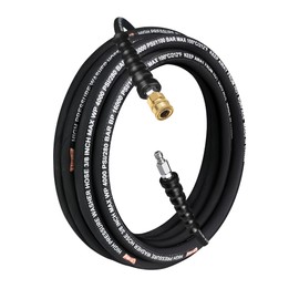 3/8 Pressure Washer Hose 25Ft, Ufixed Power Washer Hose Hot water Pressure Washer Hose High Pressure Hose 4000 PSI Non Marking Rubber Jacket Brass Fittings