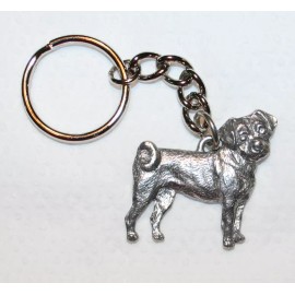 PUGGLE Dog Fine Pewter Keychain Key Chain Ring Fob