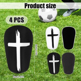 4Pcs Black and White Cross Protective Soccer Shin Pads,Mini Football Shin Guards for Youth and Adults,Lightweight Comfortable Small Shin Pads, Durable Black and White Soccer Protective (4)