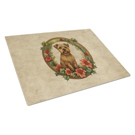 Caroline's Treasures DAC2397LCB Norfolk Terrier Christmas Flowers Glass Cutting Board Decorative Tempered Glass Kitchen Cutting and Serving Board Large Size Chopping Board