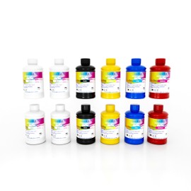 Lancelot DTF Ink 250mlx6-2 Set High Fluidity, Ultra-Compatible Printer Ink for DTF Transfers Low Consumption Vivid Colors Perfect for Holiday DIY, Apparel Studios Small Businesses (250mlx12,CMYK+2W)