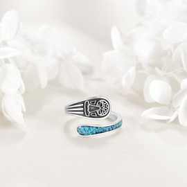 URONE Mushroom Spoon Ring Silver 925 Mushroom Ring Open Adjustable Mushroom Jewellery Gifts, No Gemstone