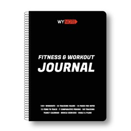 WyNote Fitness Journal on 150+ Workouts + Yearly Calendar + 55 Tracking Values - A5 Workout Journal with Fat tracking + Muscle Exercises - Planner to 12 items to track + 7 comparative periods + Goals